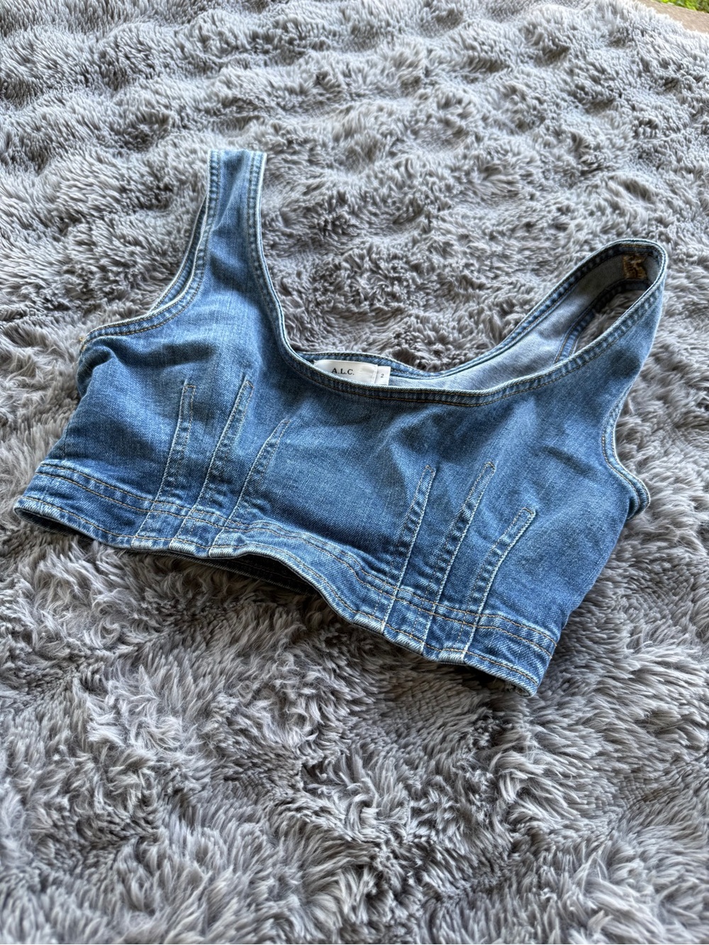 A.L.C. Denim Cropped Tank Top Size 2